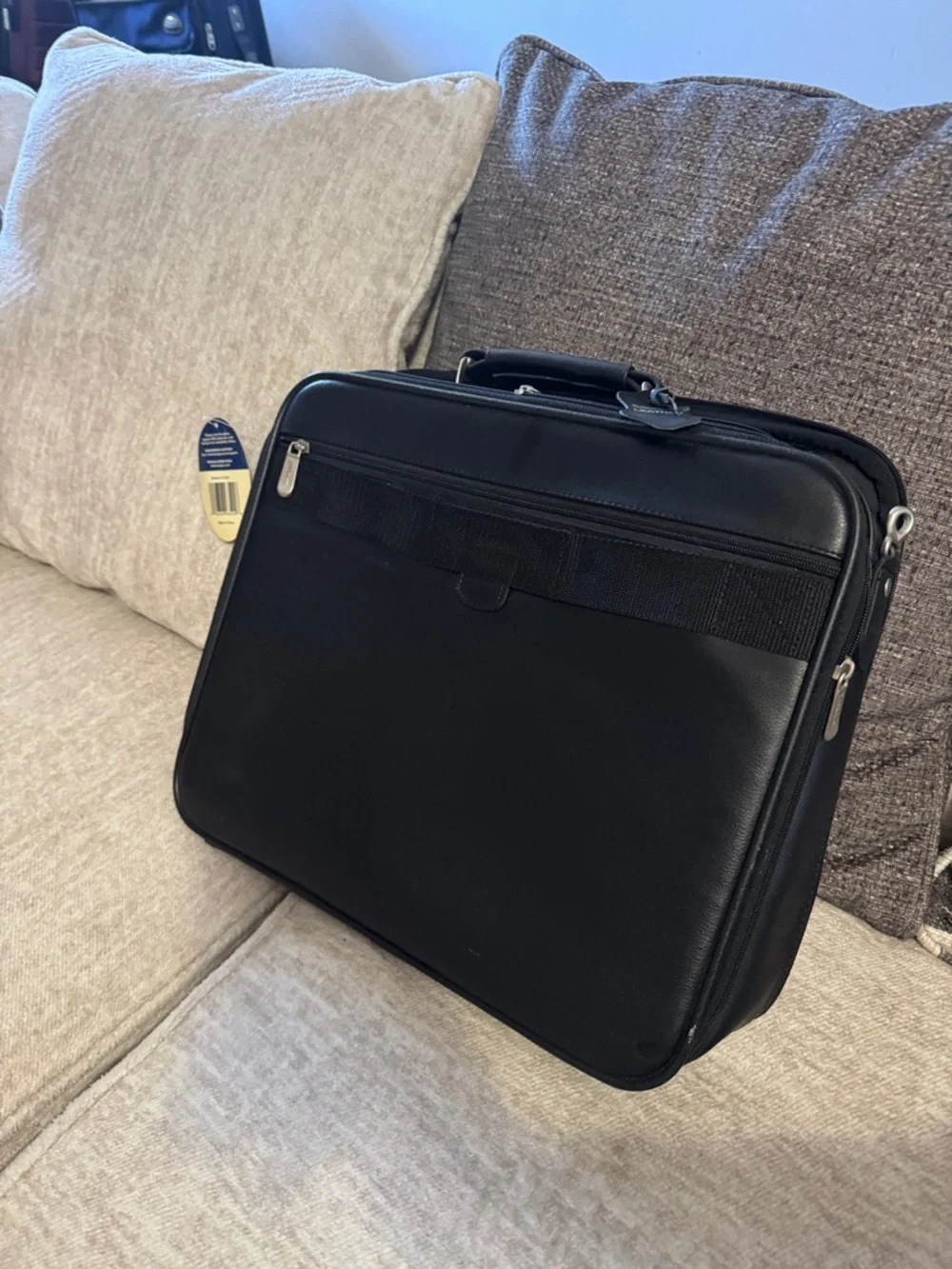 Black Genuine Leather Briefcase Carry Case